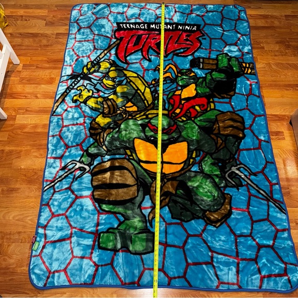 Rare TMNT Blanket Soft All Over Print Double Sided 85” x 56” Large 3 Turtles! - Picture 10 of 15